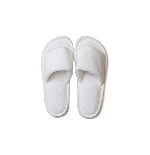 White towelling guest slippers